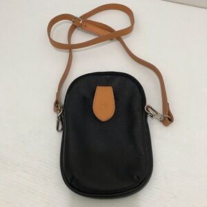 Divina Firenze Crossbody Bag Womens Black/Brown Leather Adjustable Strap Italy